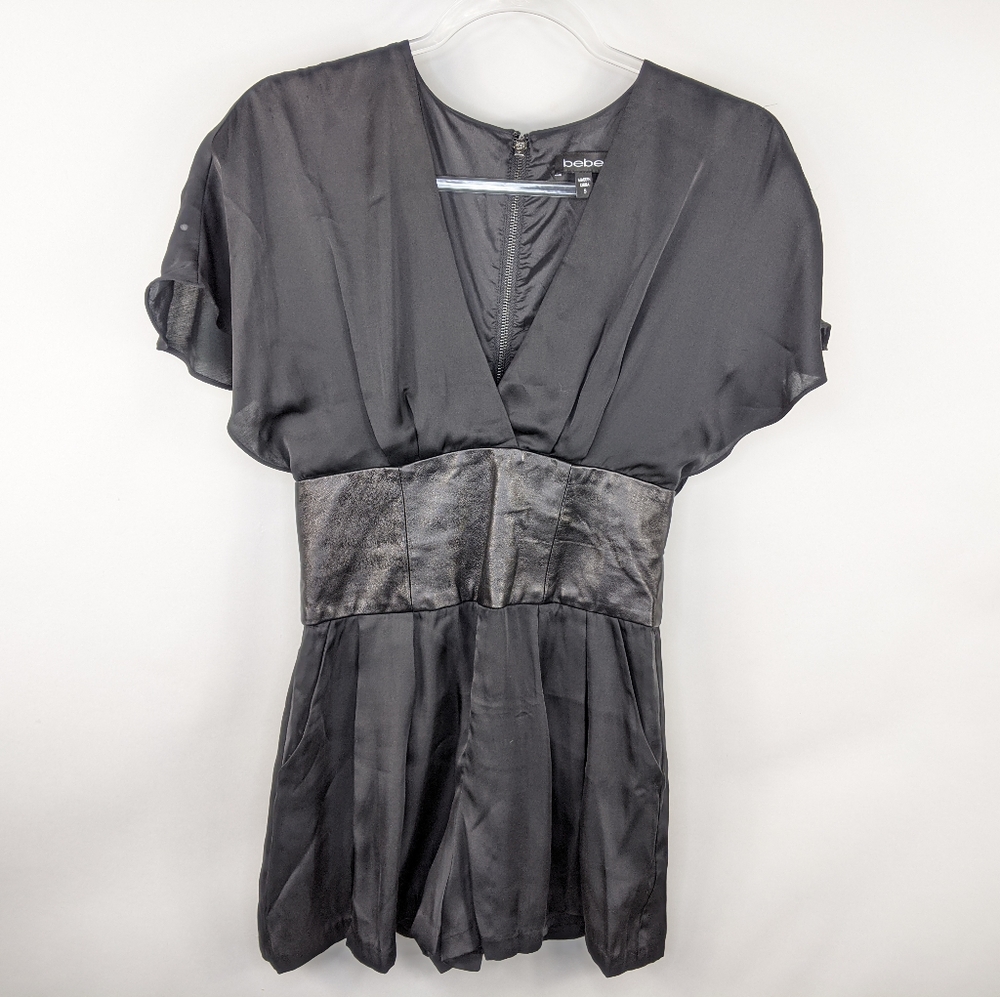 bebe Satin Leather Kimono Romper